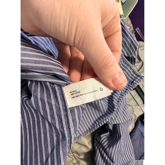 Gap lived-in mens stripe button down blue long sleeve size large #0705 - Picture 6 of 6